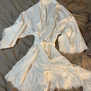 SHEIN silky/ lace bridal robe.